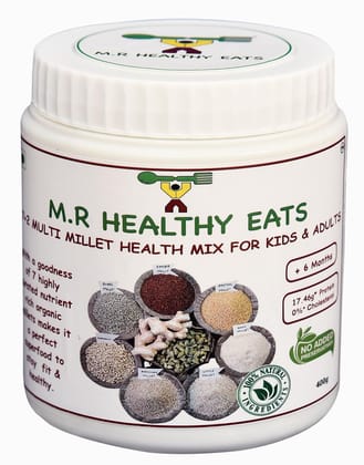 M.R Healthy Eats- Organic 7+2 Multi-Millet Health Mix Flour for Kids & Adults In Food-Grade Container 400 gms (+6 months) M.R Healthy Eats- Organic 7+2 Multi-Millet Health Mix Flour for Kids & Adults In Food-Grade Container 400 gms (+6 months)