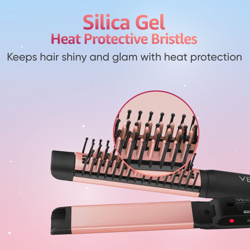 Vega Glam Shine 2 In 1 Hair Straightener & Brush-VHSSB-01