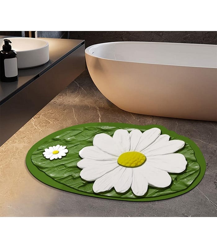 Water Absorbing Flower Print 3D Floor Mat (Random Prints)