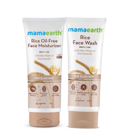 MAMAEARTH Rice Facewash (100 ml) + Moisturzer (80 gm) Combo Pack of 2