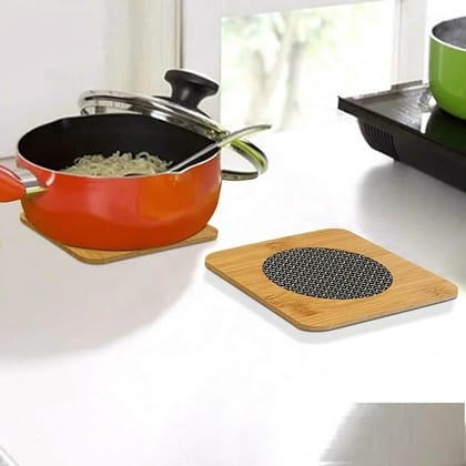 Square Shape Wooden Coaster Place Mat (Pack of 2 Pcs)