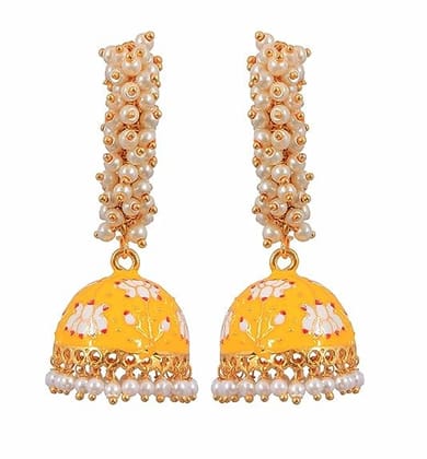 Ethnic Yellow Earrings Alloy Jhumki Earring