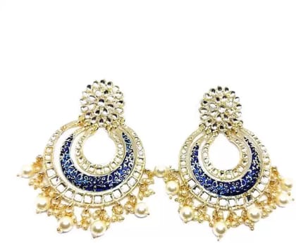 Indian Bollywood Ethnic Gold Plated Earrings Set Meena Kundan Jewelry