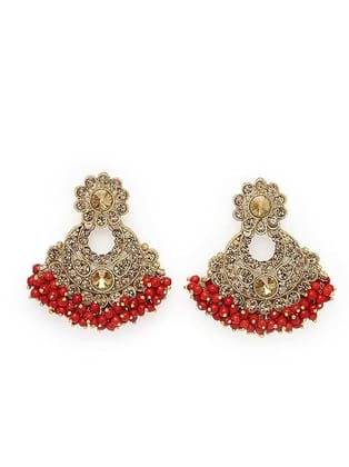 gold plated minakari jhalar earring red green colour for women & girls