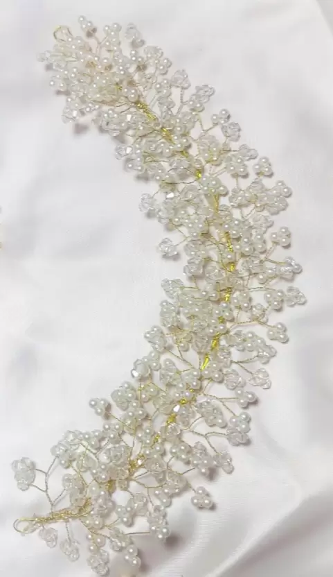 Hair Pearl Rhinestone gold Ivory Bridal Headband Bridesmaid Accessories Vine New