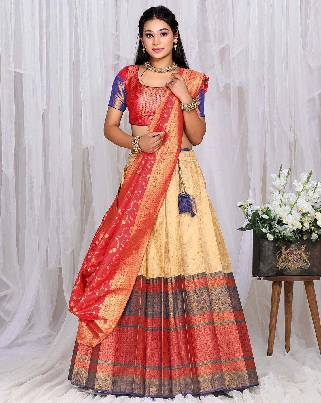 Share more than 187 red colour half saree