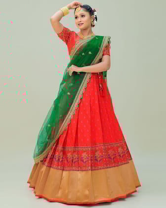 Red Bold And Beautiful: Pleated Lehenga For Women