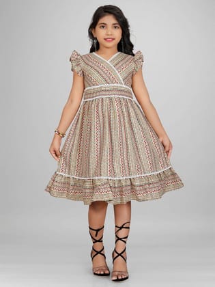 Girl's Rayon Straight Printed Dress