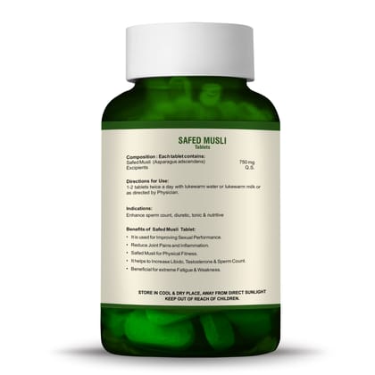 Bio Resurge Safed Musli Tablets | Exctract of Safed musli for energy & stamina in Men & Women body | 750 mg (60 tablets)