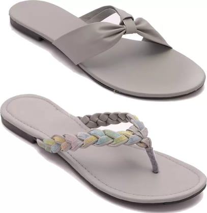 Women Grey, Grey Flats Sandal