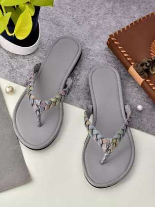 Women Grey Flats Sandal