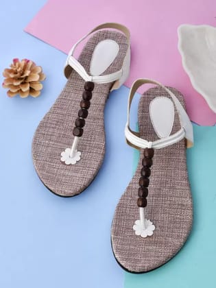Women White Flats Sandal