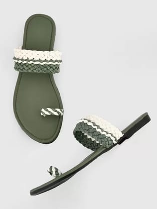 Women Green Flats Sandal