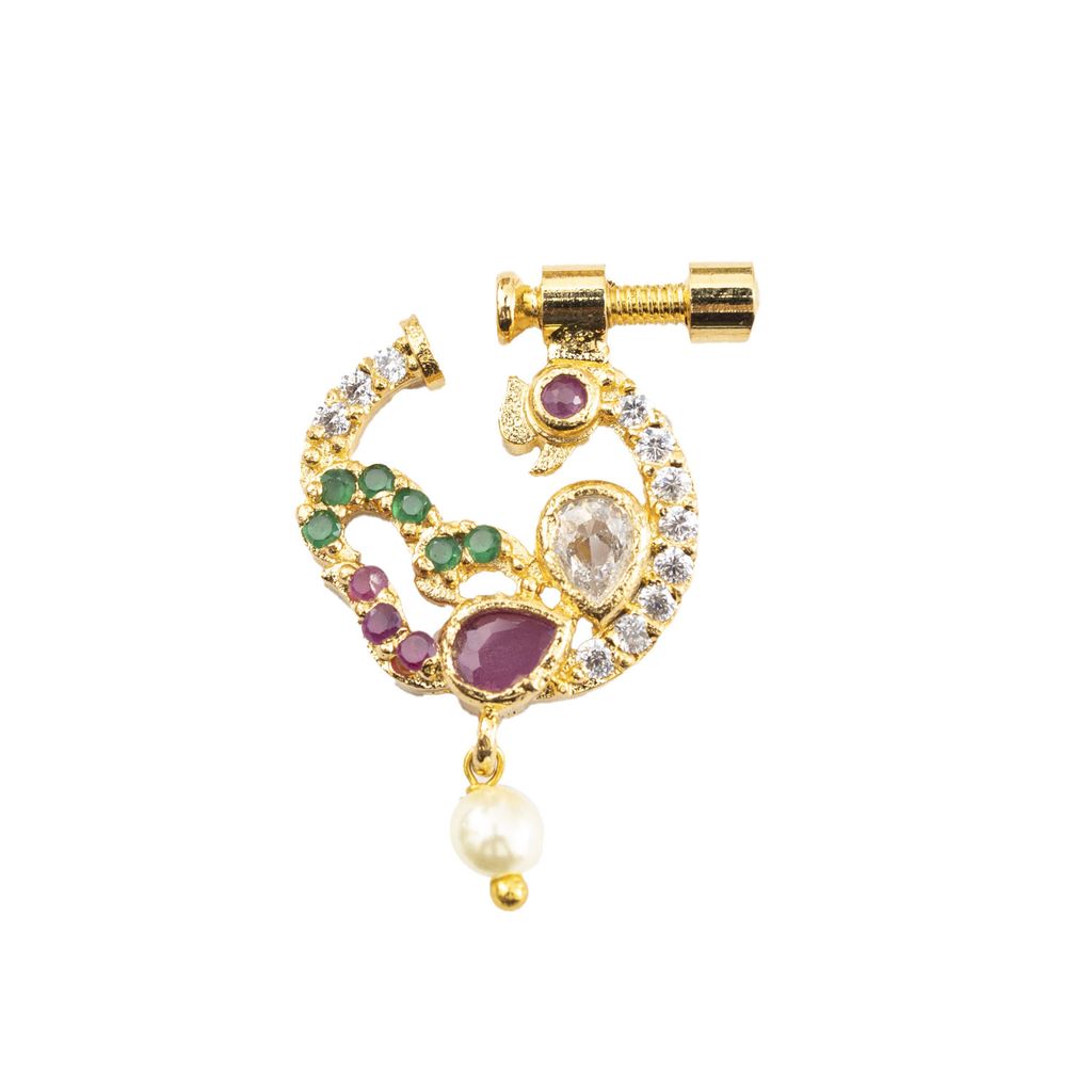 Nath | Nosepin | For girls & women | Maharastian nathiya |Golden plated cz nath