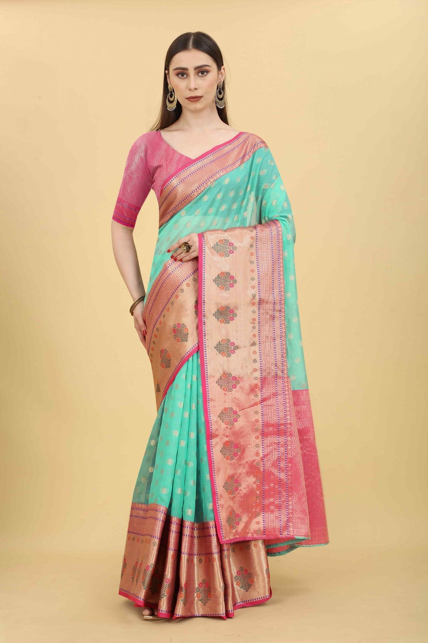 Women's Ethnic Motifs Art Silk Saree With Blouse Piece