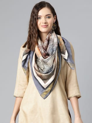 Women's Soft Silk Printed Scarves With Gold Zari