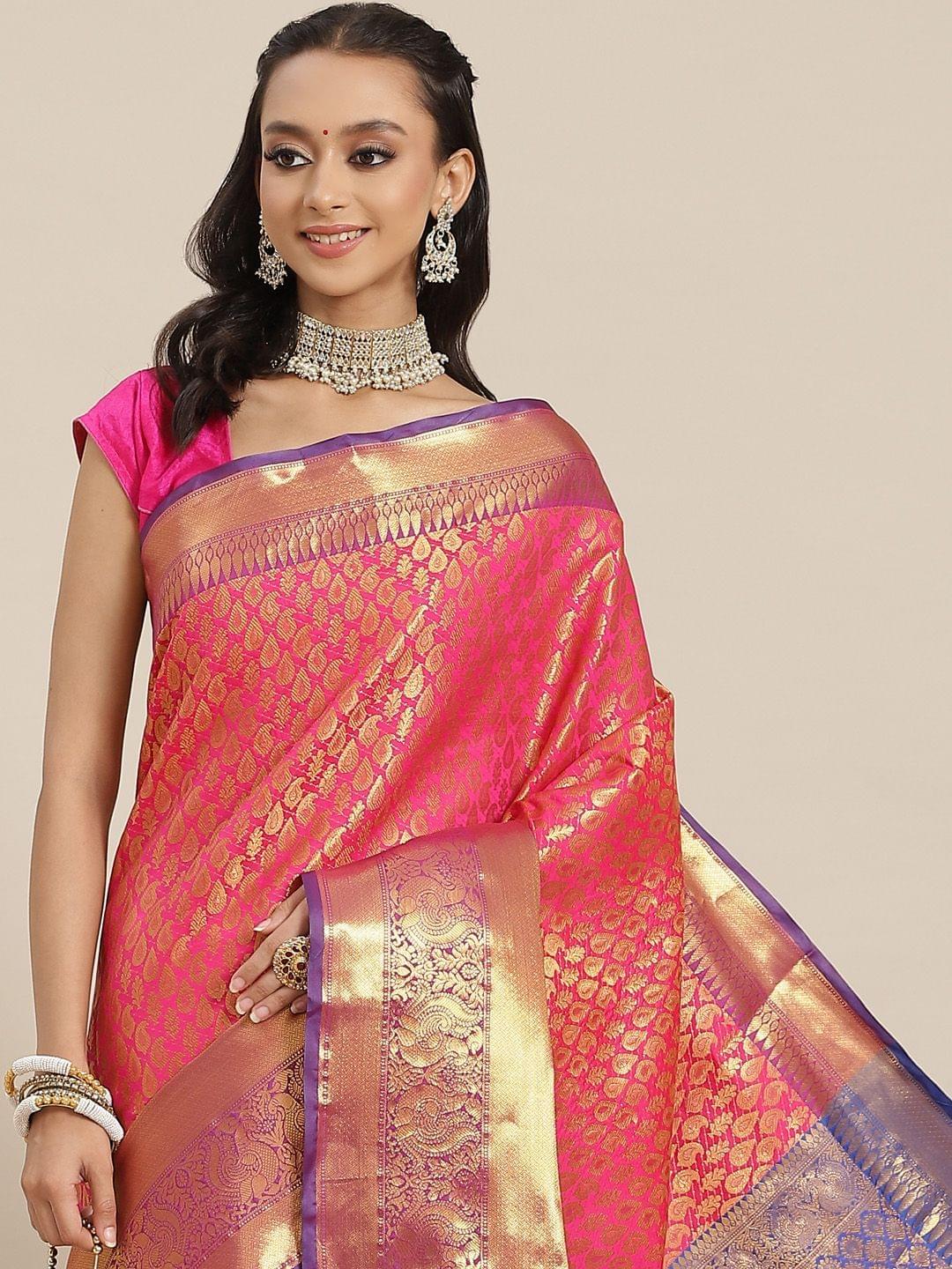 Women's Banarasi Art Silk Saree With Unstitched Blouse Piece