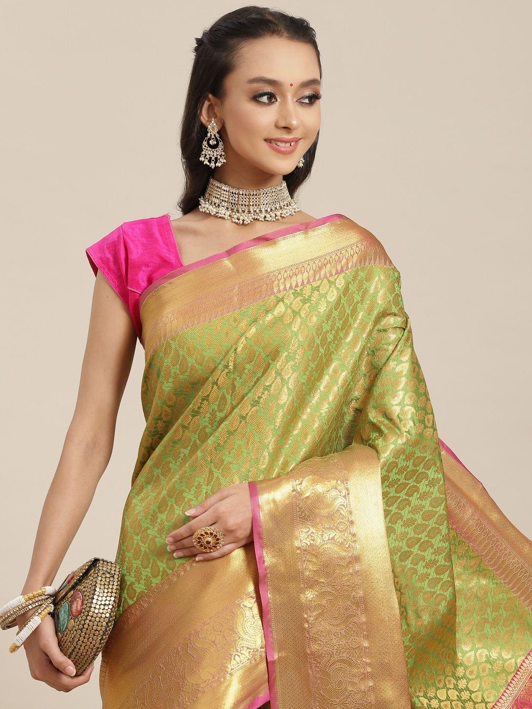 Women's Banarasi Art Silk Saree With Unstitched Blouse Piece
