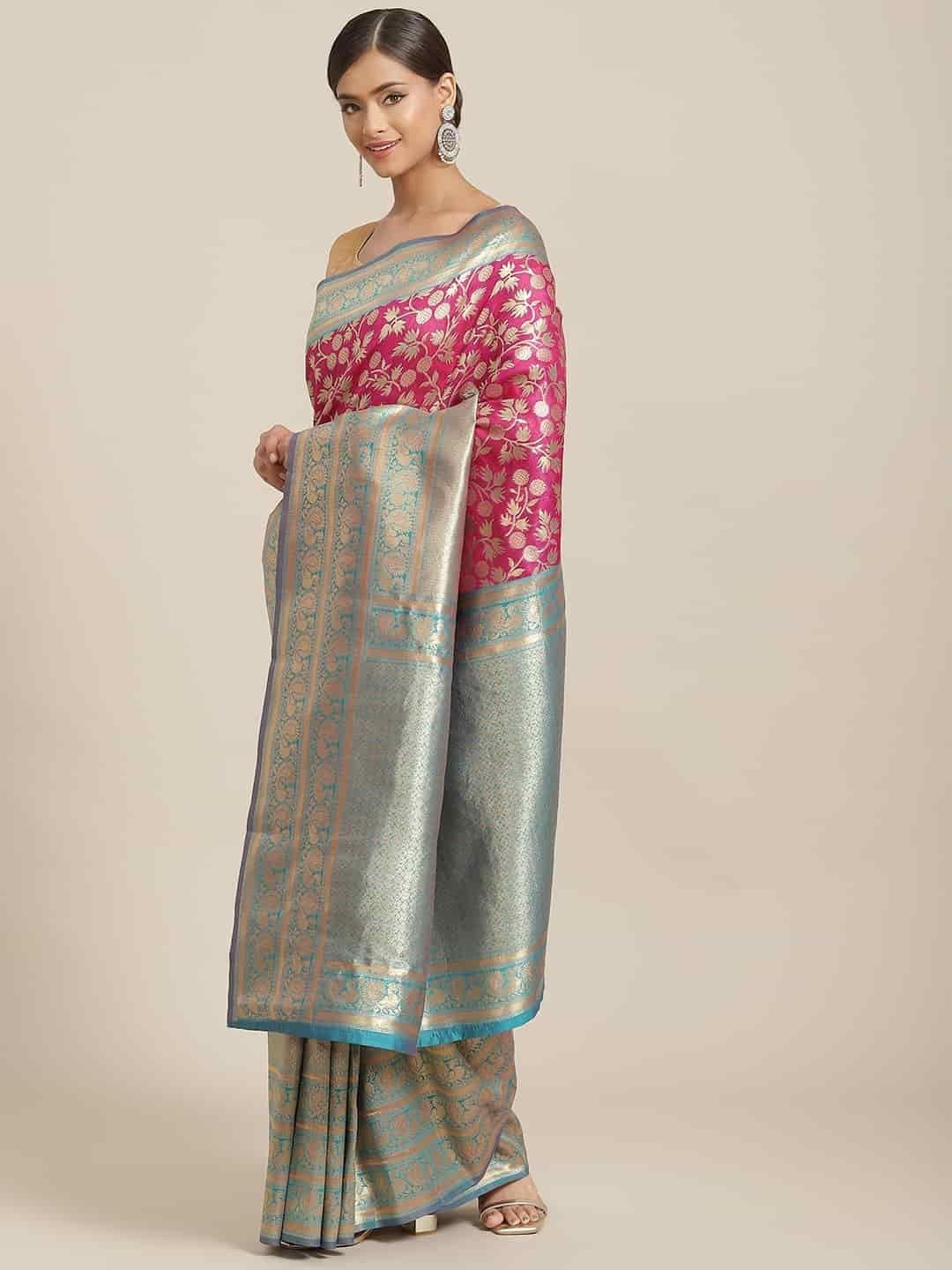 Women's Banarasi Art Silk Saree With Unstiched Blouse Piece