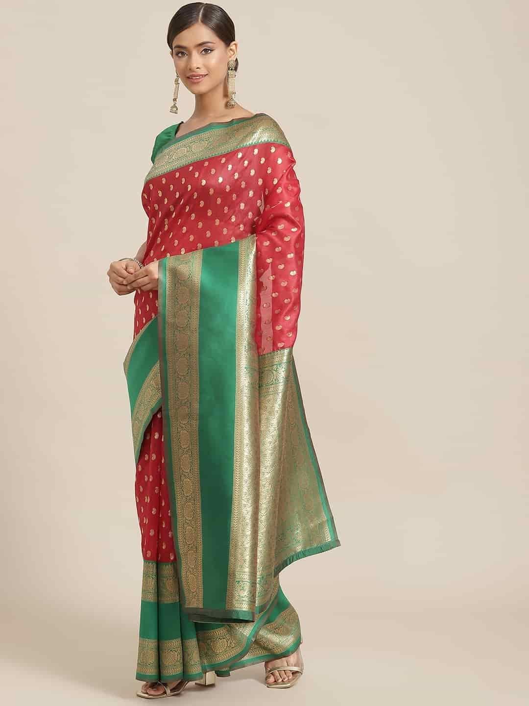 Women's Banarasi Art Silk Saree With Unstiched Blouse Piece