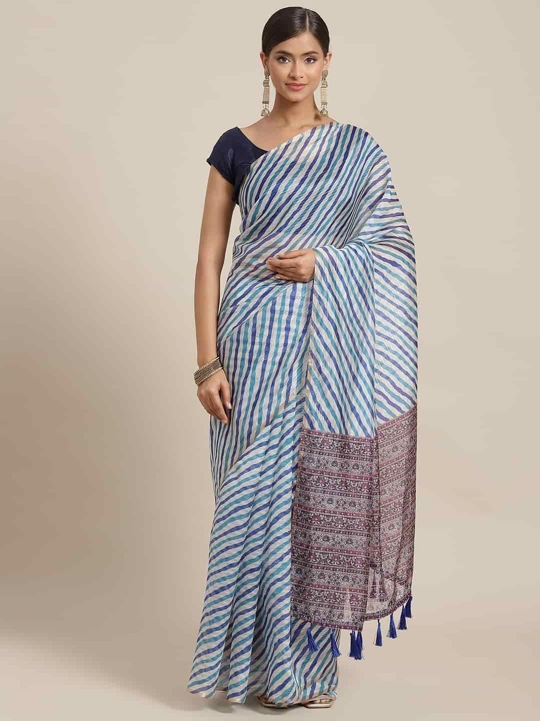 Women's Linux Soft Silk Saree With Unstiched Blouse Piece