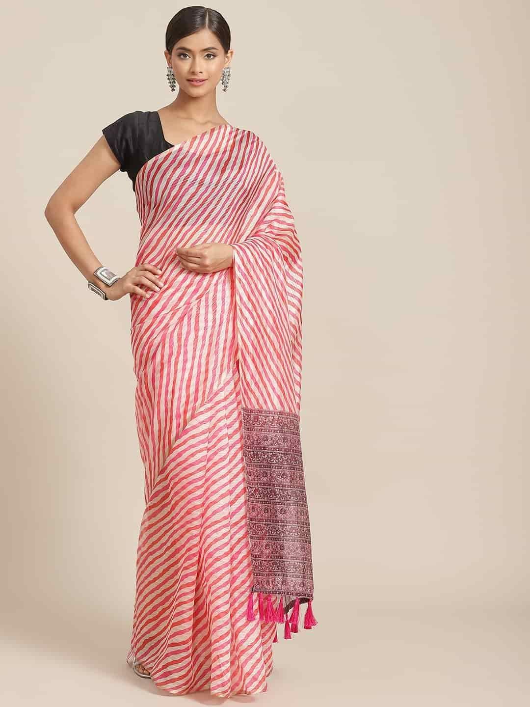 Women's Linux Soft Silk Saree With Unstiched Blouse Piece