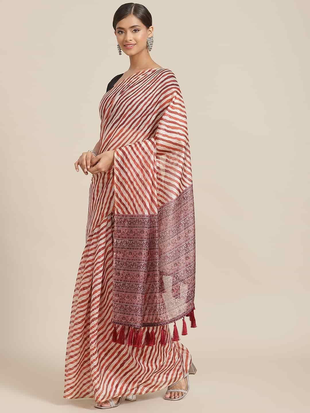 Women's Linux Soft Silk Saree With Unstiched Blouse Piece
