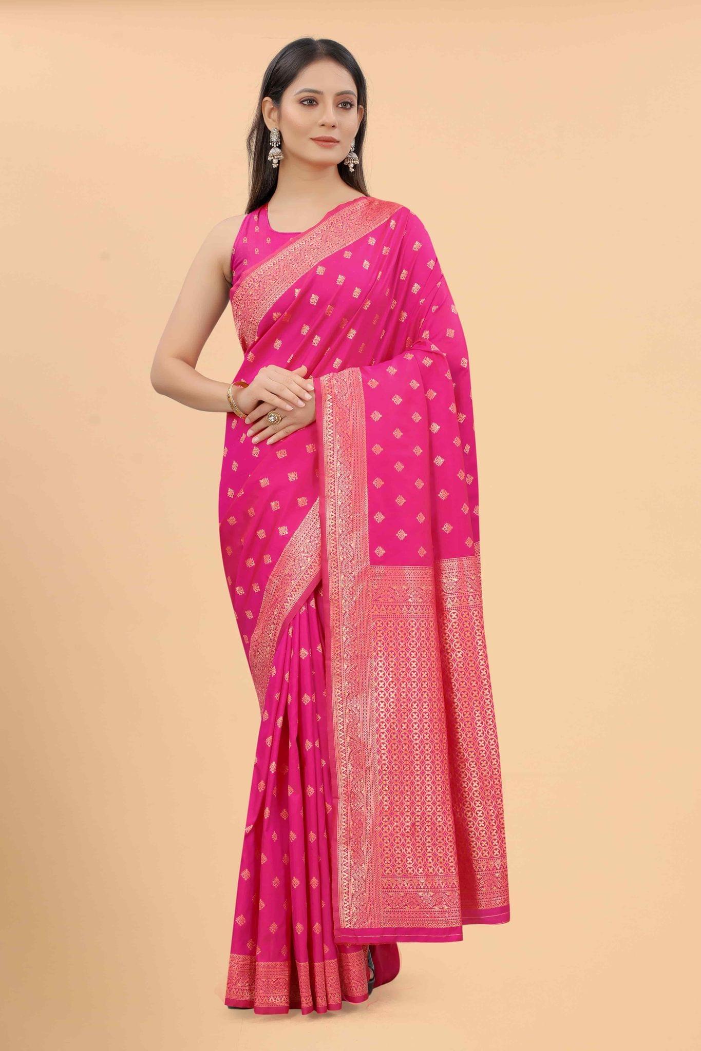 Women's Art Silk Zari Woven Saree With Unstiched Blouse Piece