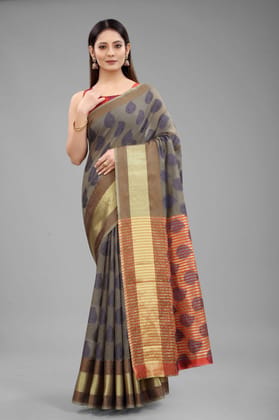 Silk Zone Women's Cotton Woven  Saree With Unstiched Blouse Piece