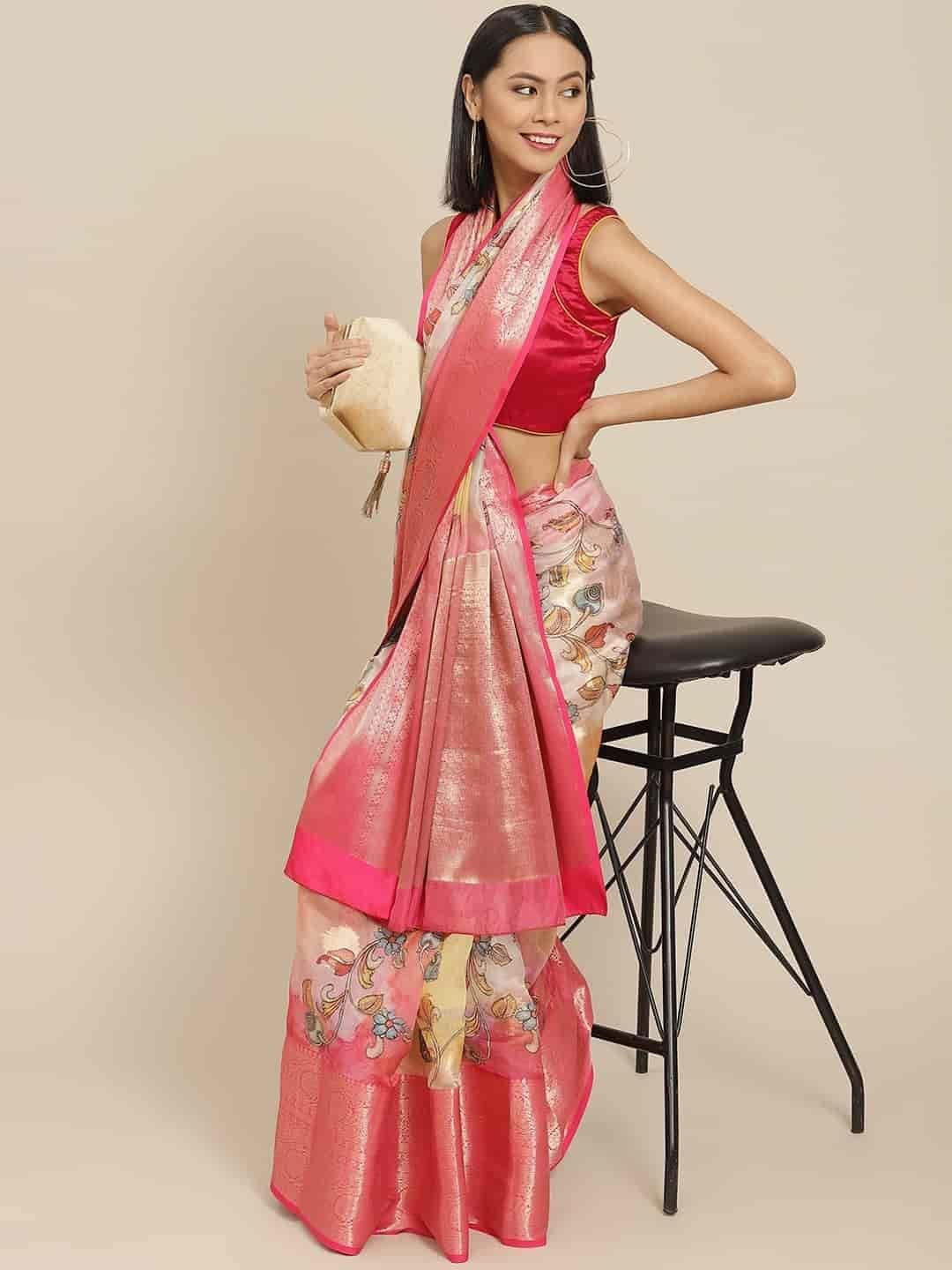 Women's Digital Printed Woven Silk Saree with unstiched blouse piece