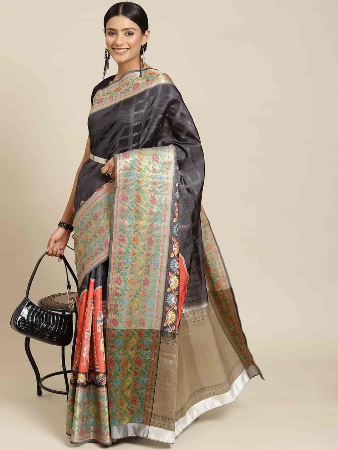Women's Digital Printed Woven Silk Saree with unstiched blouse piece