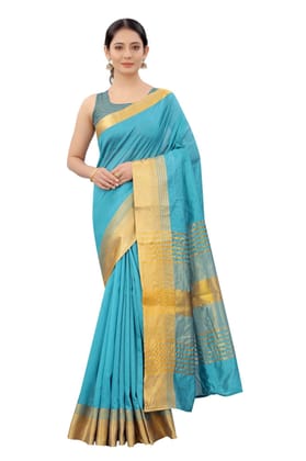 Women's Solid  Woven Design Saree With Unstiched Blouse Piece