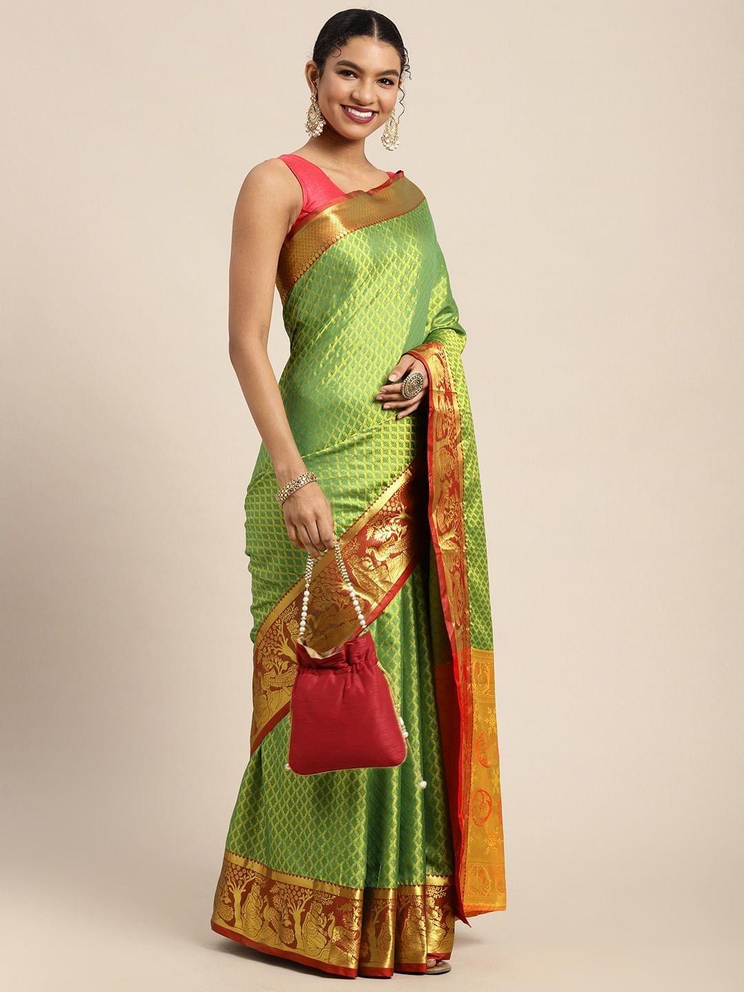 Women's Pure Banarasi Silk Woven Saree With Unstiched Blouse Piece