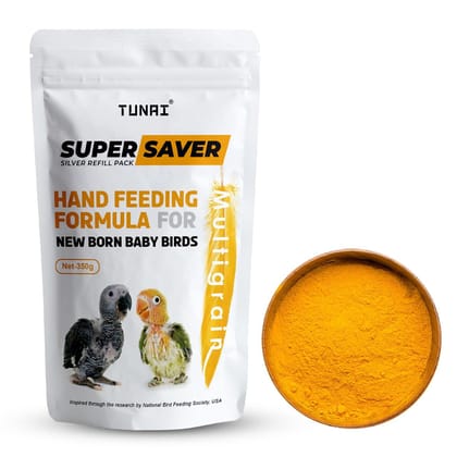 Tunai Super Saver Hand Feeding Formula Bird Food |350g| For All New Born & Young Birds-Essential