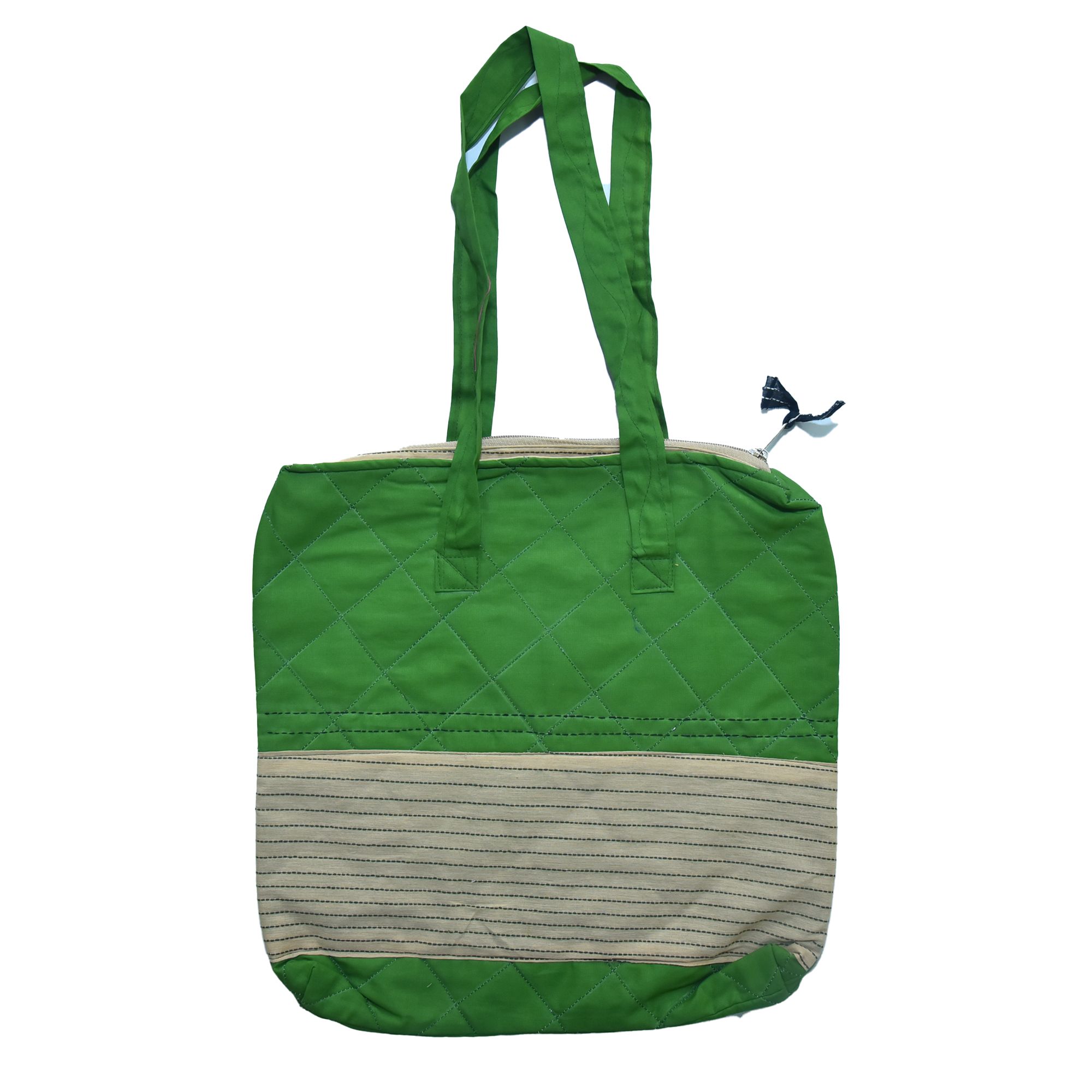 Handcrafted Cotton Green Jhola Bag