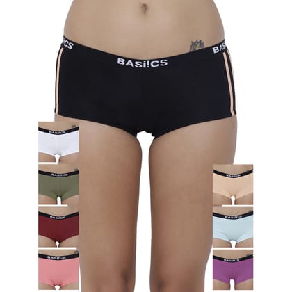 BASIICS by La Intimo Women's Cottonspandex Alegria Joy Boyshort Panty (Pack of 8)