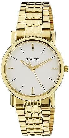 Sonata Analog White Dial Men (NK7954YM01 + NK7987YM05W)