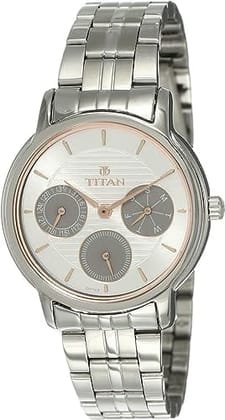 Titan Neo Analog Silver Dial Women's Watch-2589SM01, Silver, Analog Watch