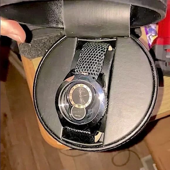 Mens Black Leather Lizard skin Wrist watch BRAND NEW!