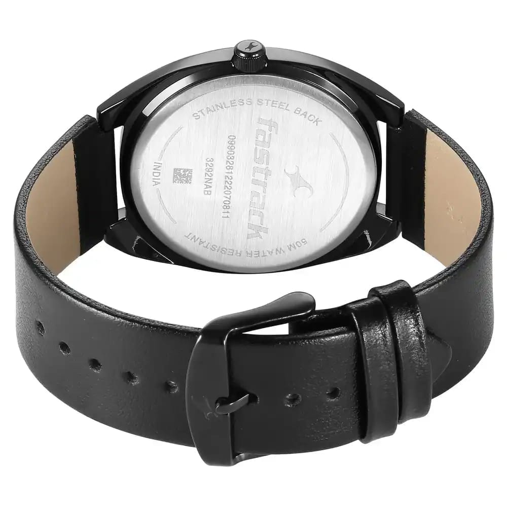 FASTRACK SNOB X BLACK DIAL LEATHER STRAP WATCH FOR GUYS