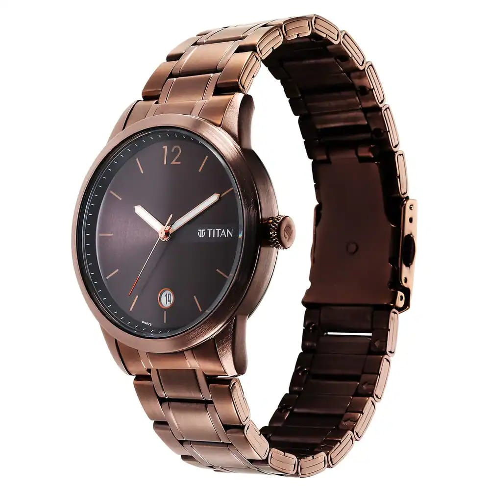 TITAN Titan Neo Splash Quartz Analog with Date Brown Dial Stainless Steel Strap Watch for Men 1806QM03