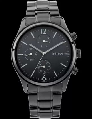 TITAN  Watch with Black Dial & Metal Strap1805NM02 Analog Watch - For Men Workwear Multifunction