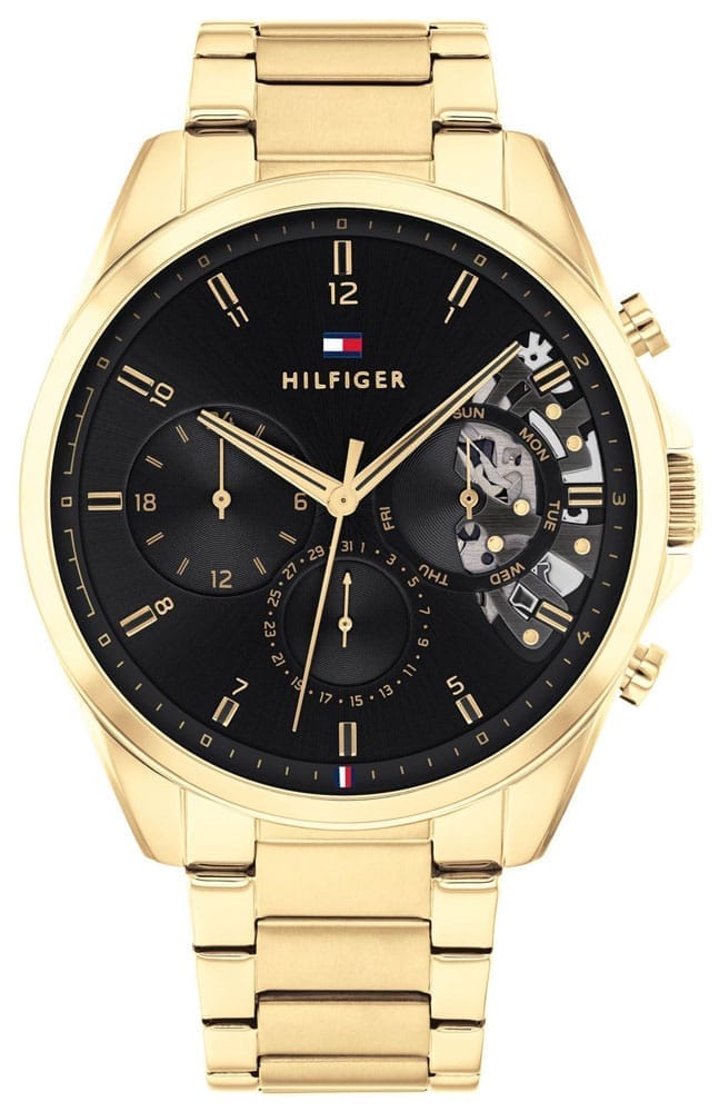 TOMMY HILFIGER Analogue Multifunction Quartz Watch for Men with Gold Coloured Stainless Steel Bracelet - 1710447