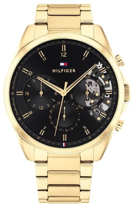 TOMMY HILFIGER  Analogue Multifunction Quartz Watch for Men with Gold Coloured Stainless Steel Bracelet - 1710447