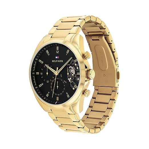 TOMMY HILFIGER Analogue Multifunction Quartz Watch for Men with Gold Coloured Stainless Steel Bracelet - 1710447