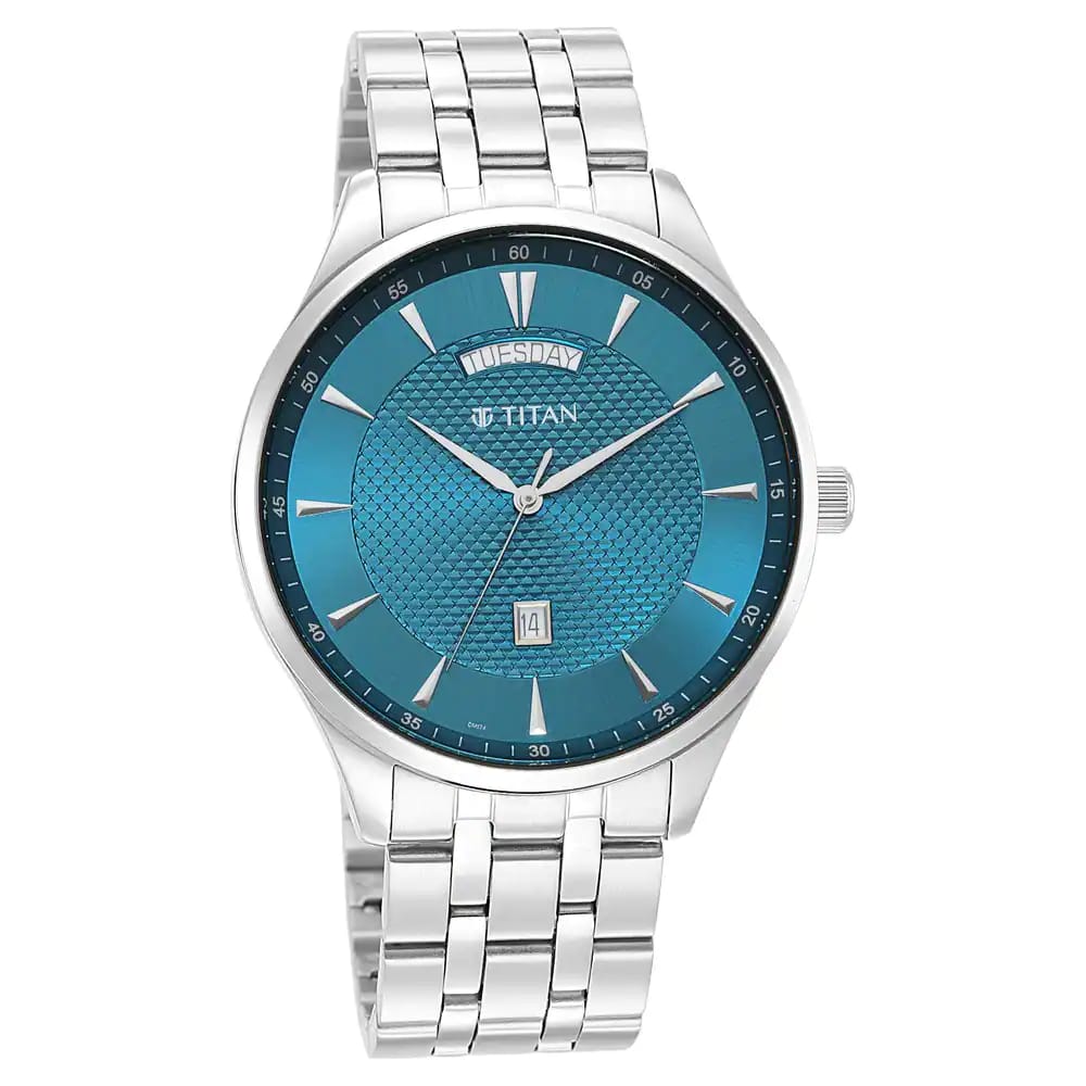 TITAN Opulent III Blue Dial Analog Watch for Men 90127SM01