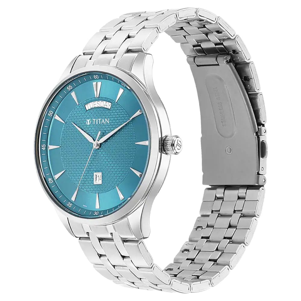 TITAN Opulent III Blue Dial Analog Watch for Men 90127SM01