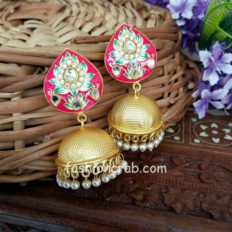 Pink indian earrings deals
