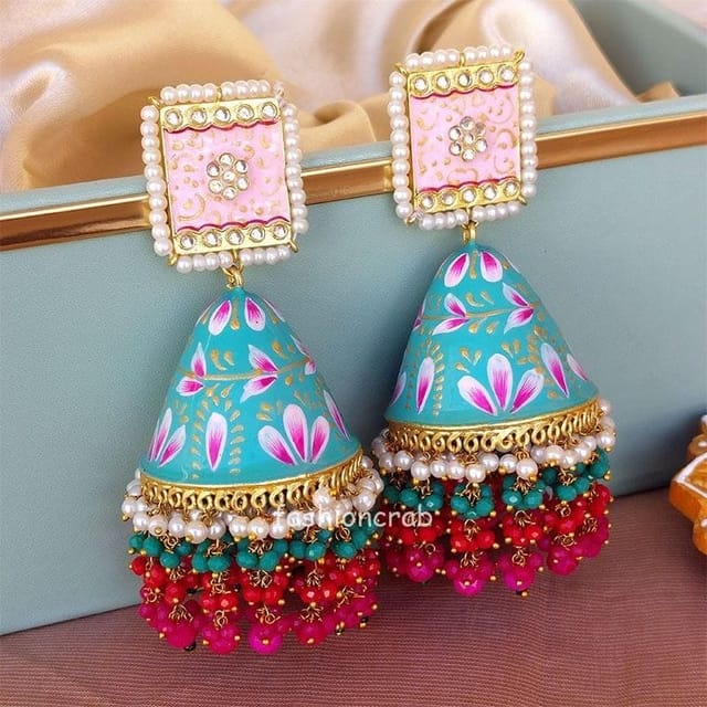 BIG CHANDELIER Silver Oxidized Earrings Jhumka Jhumki Bali Imitation Indian  Bollywood Ethnic Wedding Jewelry H29
