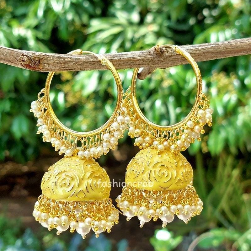 Buy Tarinika's Motiya Nakshatra CZ Chandbali Earrings Online Now